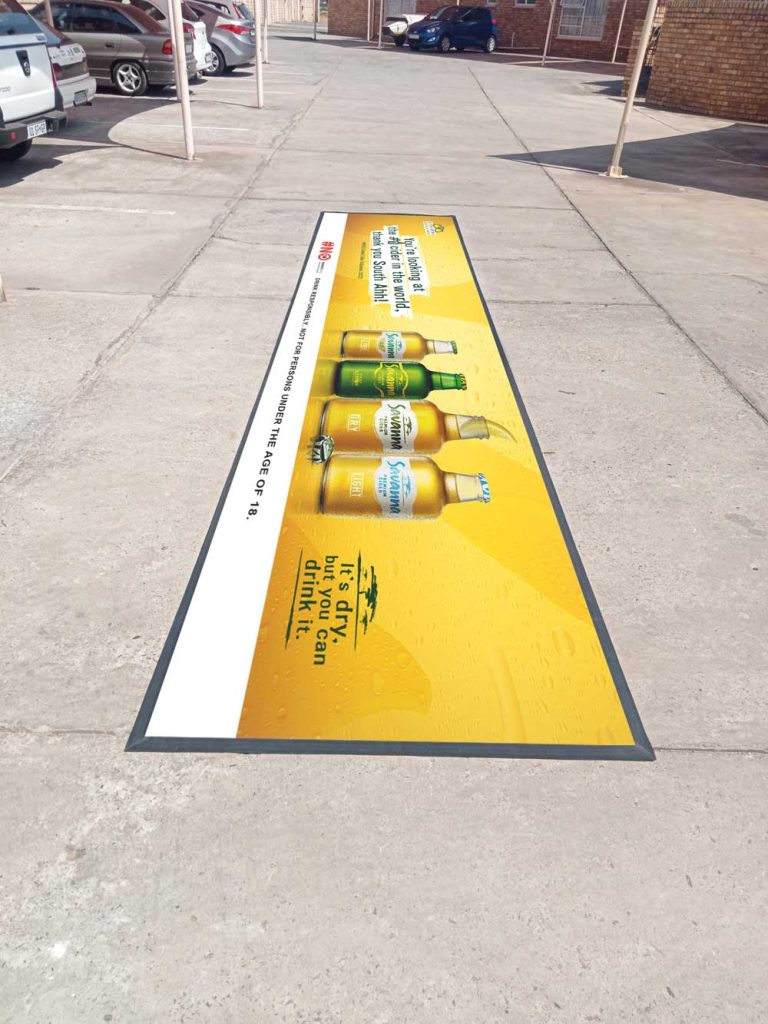 Event mat with savanna cider promotional detail
